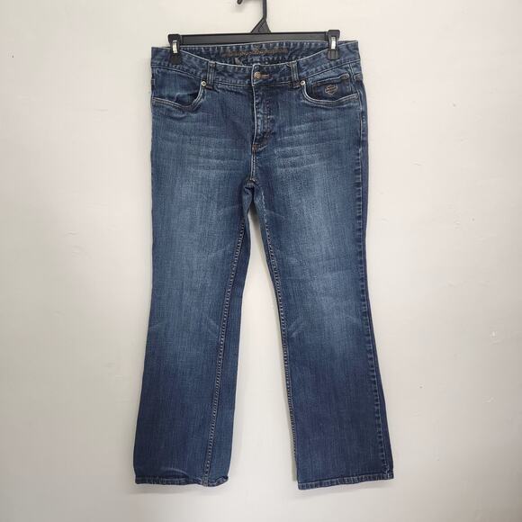 Harley Davidson Jeans Size 12 Mid Rise Boot Med Wash - Picture 1 of 15